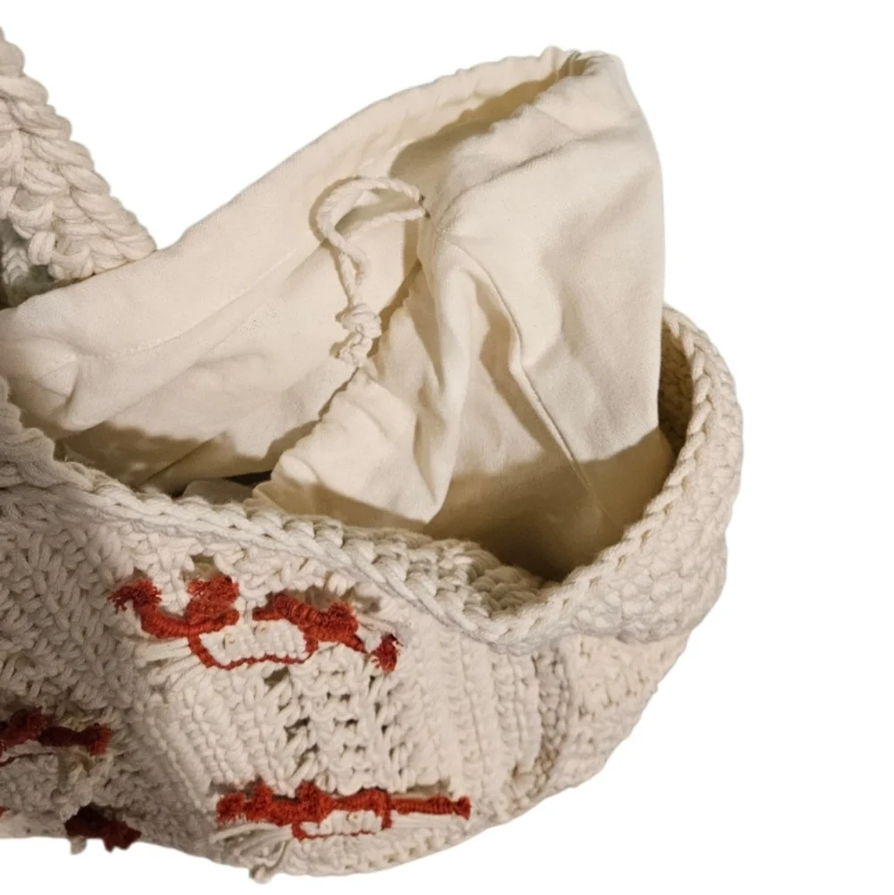 NEW! Handcrafted In India Macrame Crochet Boho Style Purse Bag Beach Tote.